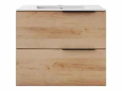 Vente-unique Mueble con lavabo simple y columna - Color roble claro natural - 60 cm - NISAYA Color natural claro Best