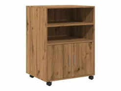 Mueble con ruedas de roble hecho a mano 60x48x81 cm madera de ingeniería Marru00f3n New