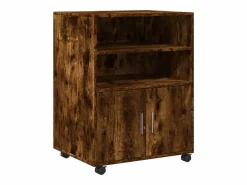 Armario Oficina|Mueble con ruedas de roble ahumado 60x48x81 cm madera de ingeniería