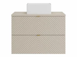 Vente-unique Mueble con un lavabo suspendido con lavabo sobre encimera cuadrado, , L80 cm, DORIONI Beige Hot