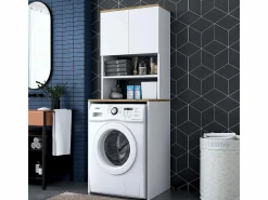 Hanah Home Mueble cubrelavadora compacto con armario y estantes KD101 - Blanco Hot