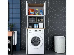 Hanah Home Mueble cubrelavadora compacto con armario y estantes KD101 - Blanco Hot