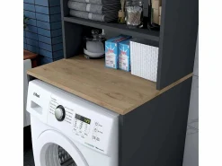 Mueble cubrelavadora compacto con armario y estantes KD101 - Negro^Hanah Home Sale