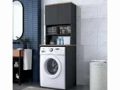 Mueble cubrelavadora compacto con armario y estantes KD101 - Negro^Hanah Home Sale