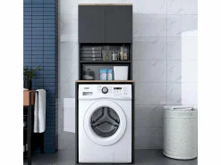 Mueble cubrelavadora compacto con armario y estantes KD101 - Negro^Hanah Home Sale