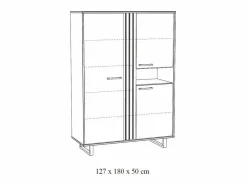 Meublorama Mueble de almacenamiento XL LOFT – 3 puertas y 1 nicho – y roble claro – Patas de metal – L127 x H180 x P50 cm Negro Hot