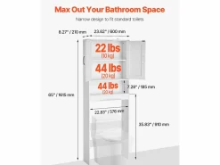 Mueble de Almacenamiento para WC SucceBuy, Altura 165,1 cm, Almacenamiento Encima del Inodoro o la Lavadora, Armario de Baño que Ahorra Espacio,^ New