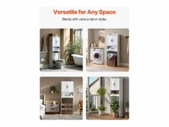 Mueble de Almacenamiento para WC SucceBuy, Altura 165,1 cm, Almacenamiento Encima del Inodoro o la Lavadora, Armario de Baño que Ahorra Espacio,^ New