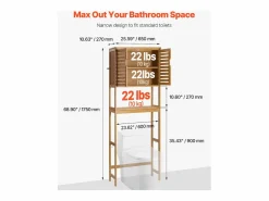 Mueble de Almacenamiento para WC SucceBuy, Almacenamiento Encima del Inodoro o la Lavadora, Armario de Baño que Ahorra Espacio, Natural Marru00f3n Clearance