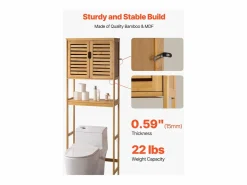 Mueble de Almacenamiento para WC SucceBuy, Almacenamiento Encima del Inodoro o la Lavadora, Armario de Baño que Ahorra Espacio, Natural Marru00f3n Clearance