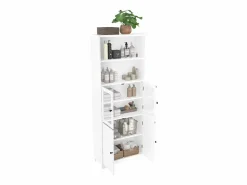 Merax Mueble de baño - 48 x 33 x 83 cm - con 1 puerta + estantes + lavabo de cerámica integrado - Cerámica + MDF - Gris Blanco Best