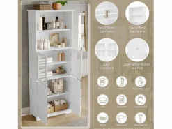 Merax Mueble de baño - 48 x 33 x 83 cm - con 1 puerta + estantes + lavabo de cerámica integrado - Cerámica + MDF - Gris Blanco Best