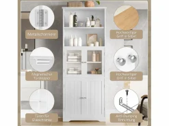Merax Mueble de baño - 48 x 33 x 83 cm - con 1 puerta + estantes + lavabo de cerámica integrado - Cerámica + MDF - Gris Blanco Best