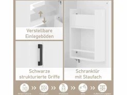 Merax Mueble de baño - 76 x 46 x 78,5 cm - con 2 puertas + 1 cajón + lavabo de cerámica integrado - Cerámica + MDF - Azul Blanco Sale