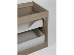 Mueble de baño 140 cm (2x 60 + 20) con encimera superior + patas para mueble, color: Roble Claro, 140 x 46 x 80,7 cm Marru00f3n New