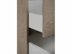 Mueble de baño 140 cm (2x 60 + 20) con encimera superior + patas para mueble, color: Roble Claro, 140 x 46 x 80,7 cm Marru00f3n New