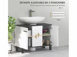 Mueble de baño Amalfi 2 puertas blanco/ 60x80x34 cm^Homcom Clearance