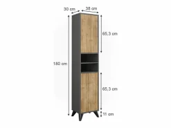 Vicco Mueble de baño antracita/roble de montaña 38x30x180 leano Gris antracita Sale