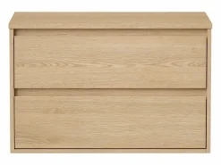 Vente-unique Mueble De Lavabo|Mueble de baño bajo lavabo con encimera, chapado en roble, 80 cm, MILIPAM