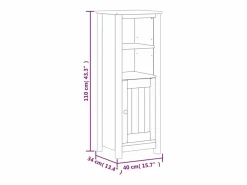 vidaxl Mueble de baño BERG madera maciza de pino 40x34x110 cm Negro New