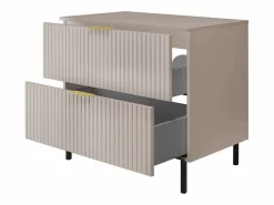 Mueble De Pared Para Baño|Mueble de baño, cachemir, 80 x 77 x 46 cm, tirador dorado, patas negras + encimera