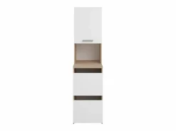 Vente-unique Mueble de baño con 3 puertas y 4 estantes - L47 x Alt. 184 cm - ERKANO Color natural claro / Blanco New