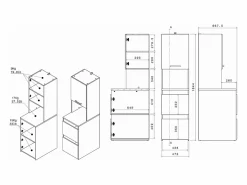 Vente-unique Mueble de baño con 3 puertas y 4 estantes - L47 x Alt. 184 cm - ERKANO Color natural claro / Blanco New