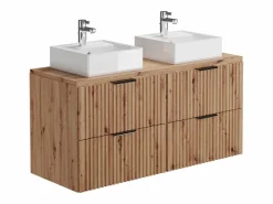 Vente-unique Mueble de baño con acabado y lavabo sobre encimera, , 120 cm de ancho, ZEVARA Color natural claro Sale