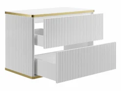 Mueble de baño con diseño acanalado y detalles dorados, , KELIZA^Vente-unique Sale