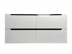 Vente-unique Mueble de baño con doble lavabo y columna, 120 cm, , SELITA Blanco New