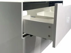 Vente-unique Mueble de baño con doble lavabo y columna, 120 cm, , SELITA Blanco New