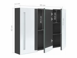 vidaxl Mueble De Pared Para Baño|Mueble de baño con espejo LED 89x14x62 cm