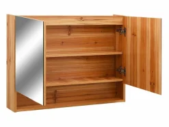 Mueble De Pared Para Baño|Mueble de baño con espejo LED MDF roble 80x15x60 cm ES844761
