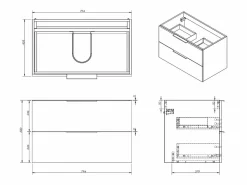Vente-unique Mueble De Baño Simple|Mueble de baño con lavabo simple - - 80 cm - NISAYA