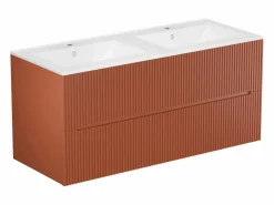 Vente-unique Conjunto De Baño|Mueble de baño con lavabo suspendido y columna, rayado , 120 cm, PAVANI