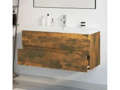 vidaxl Estantería Sobre Inodoro|Mueble de baño con lavabo madera contrachapada roble ahumado