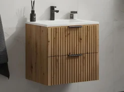 Mueble de baño con lavabo encastrado, natural claro, An60 cm, ZEVARA^Vente-unique Discount