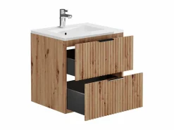 Mueble de baño con lavabo encastrado, natural claro, An60 cm, ZEVARA^Vente-unique Discount