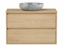 Vente-unique Mueble De Baño Simple|Mueble de baño con lavabo de piedra, 80 cm, MILIPAM