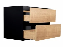 Vente-unique Mueble De Baño Simple|Mueble de baño con lavabo flotante, color natural claro y negro, L80 cm, LANNICK