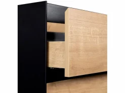 Vente-unique Mueble De Baño Simple|Mueble de baño con lavabo flotante, color natural claro y negro, L80 cm, LANNICK