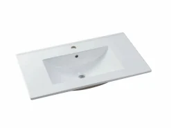 Vente-unique Mueble De Baño Simple|Mueble de baño con lavabo flotante, color natural claro y negro, L80 cm, LANNICK