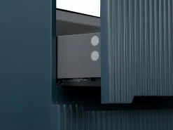 Vente-unique Mueble De Baño Simple|Mueble de baño con lavabo individual suspendido estriado azul, Ancho 80 cm, PAVANI