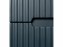 Vente-unique Mueble De Baño Simple|Mueble de baño con lavabo individual suspendido estriado azul, Ancho 80 cm, PAVANI