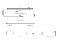 Vente-unique Mueble De Baño Simple|Mueble de baño con lavabo individual suspendido estriado azul, Ancho 80 cm, PAVANI