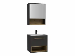 Vente-unique Mueble de baño con lavabo sencillo suspendido y armario de inodoro, 60 cm, YANGRA Gris antracita Online