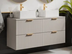 Vente-unique Mueble De Baño Con Doble Lavabo|Mueble de baño con lavabo sobre encimera, , 120 cm de ancho, ZEVARA