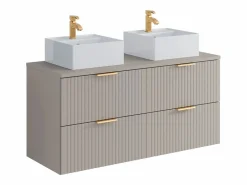 Vente-unique Mueble De Baño Con Doble Lavabo|Mueble de baño con lavabo sobre encimera, , 120 cm de ancho, ZEVARA