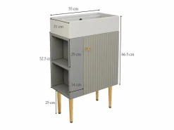 Mueble de baño con lavabo - 55 x 31 x 91,5 cm - con 2 cajones - MDF - + blanco^Merax