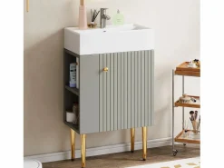 Mueble de baño con lavabo - 55 x 31 x 91,5 cm - con 2 cajones - MDF - + blanco^Merax